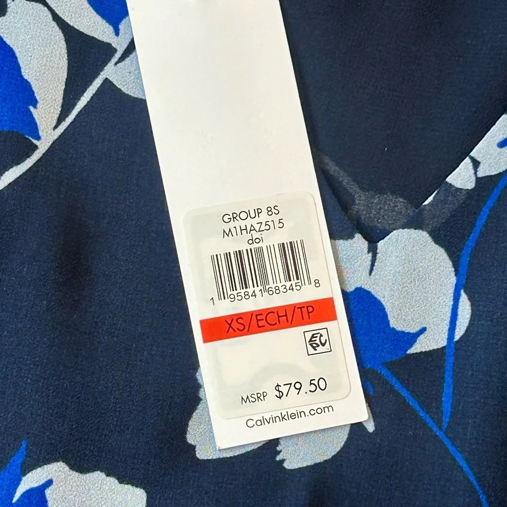 Calvin Klein Black and Blue Floral Blouse - Picture 4 of 9